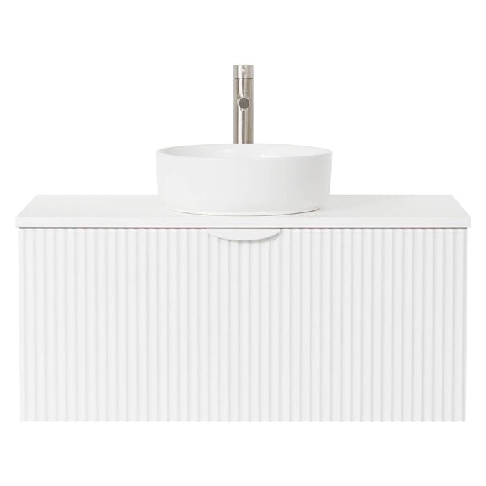 CIBO 900mm White Ripple Wall Hung Bathroom Vanity With White Countertop Basin