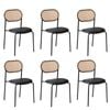 Oikiture 6PCS Dining Chair Accent Chairs Rattan Furniture PU Leather Black