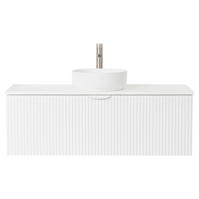 CIBO 1200mm White Ripple Wall Hung Bathroom Vanity With White Countertop Basin