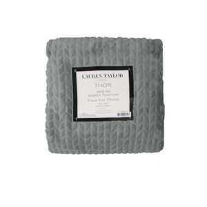 Bloomington Herringbone Faux Fur Throw Rug 127 x 152 cm Grey