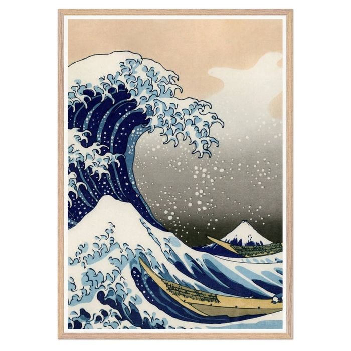 Galrie Katsushika Hokusai's The Great Wave Off Kanagawa - Iconic Ukiyo-e Art Print, Wood Frame, A3 30 x 42cm (12 x 16inch)