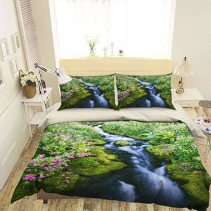 3D Natural River Flower 74 Bed Pillowcases Quilt Queen Size