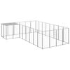 vidaXL Dog Kennel Silver 10.89 m² Steel Outdoor Puppy Enclosure Dog Cage House