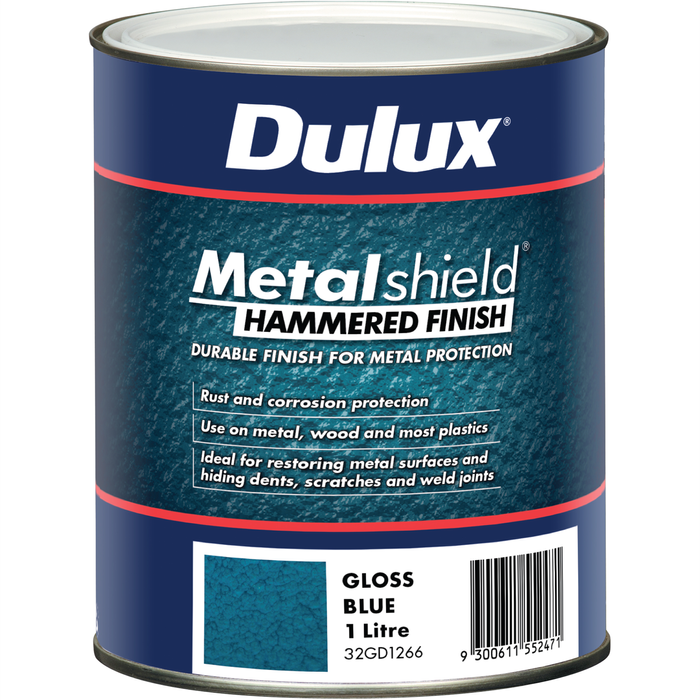 Dulux 1L Metalshield Hammered Finish Paint Blue - Blue