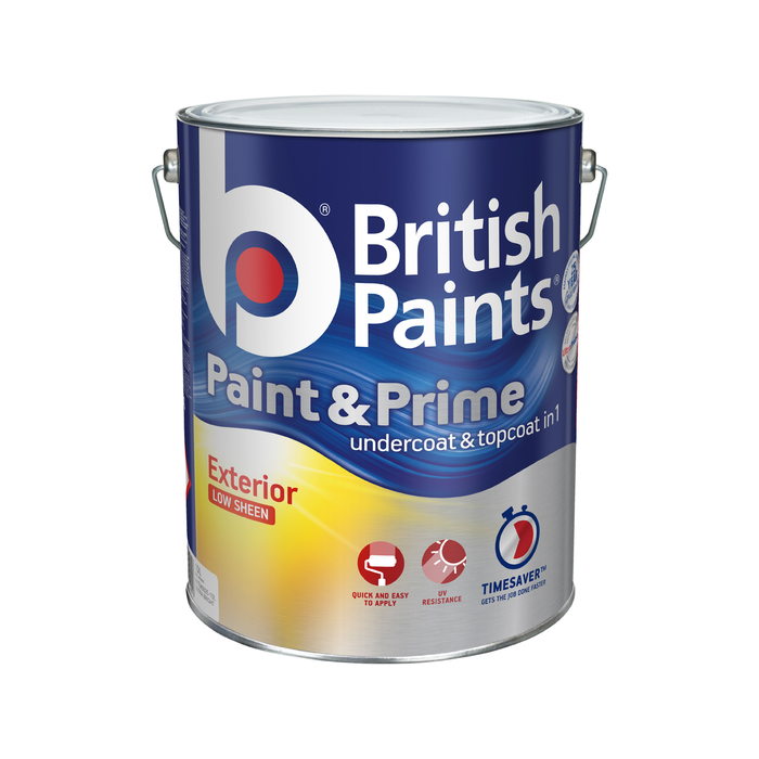 British Paints 10L Extra Bright Low Sheen Exterior Paint And Prime