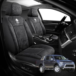 Australian Goose Edition Front Seat Covers for Mitsubishi Triton Double Cab 2006 - 2015 (ML MN) - Suede, Universal Fit - Black