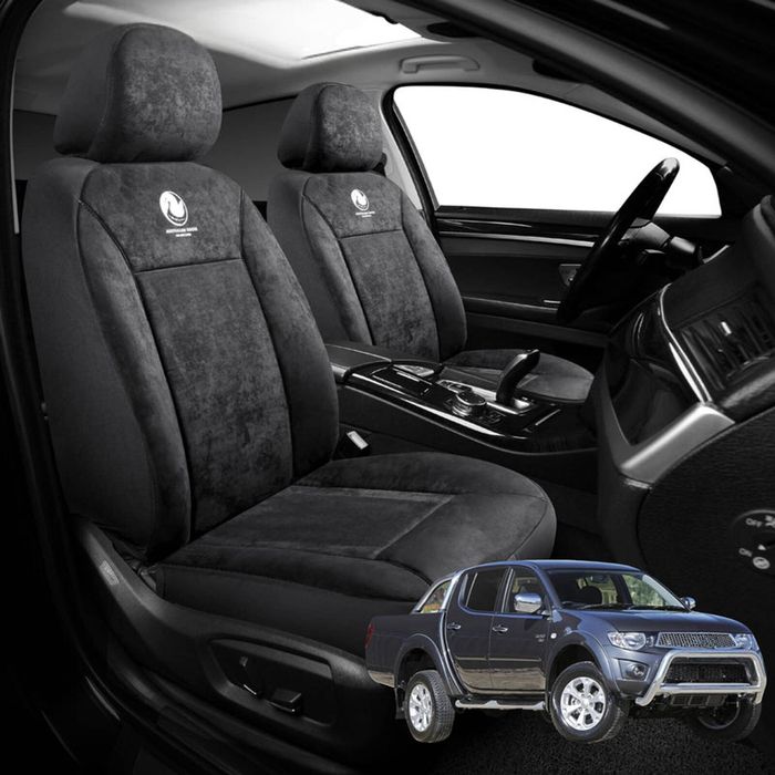 Australian Goose Edition Front Seat Covers for Mitsubishi Triton Double Cab 2006 - 2015 (ML MN) - Suede, Universal Fit - Black