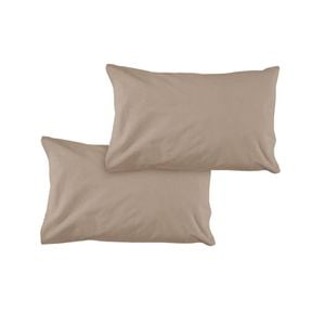 Bloomington Pair of Solid Colour Microfiber Standard Pillowcases 48x73cmx15cm (Flap) Mocha