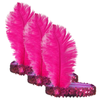 3x 1920s FLAPPER HEADBAND Headpiece Feather Sequin Charleston Costume Gatsby Hot Pink