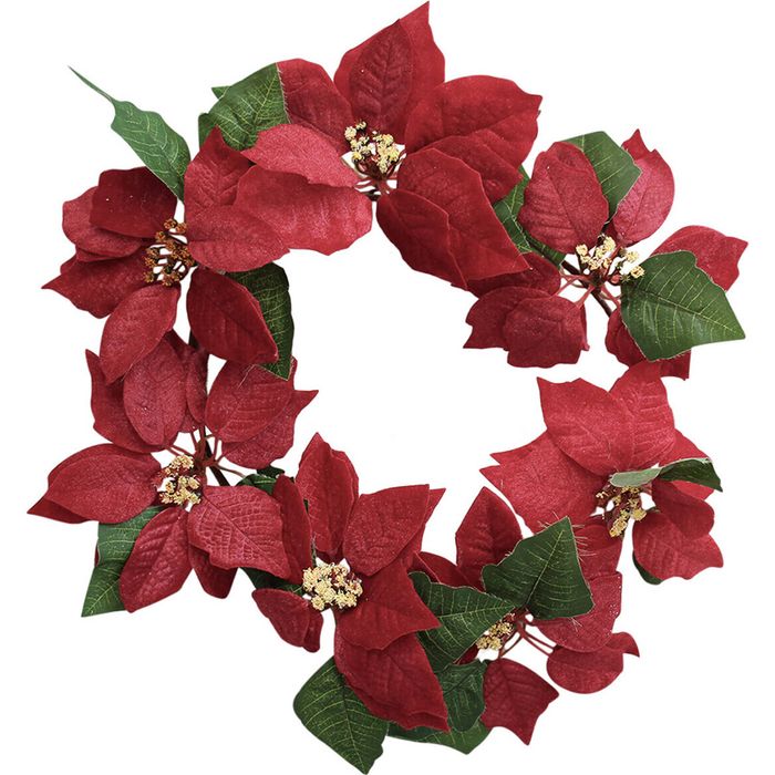LVD Wreath Poinsettia Decorative Sculpture Ornament Hanging Home/Lounge Decor