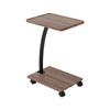 Homfurn C-shaped Side Table – Space-saving Design, 2 Wheels With Brakes, Mdf Top, Walnut & Black