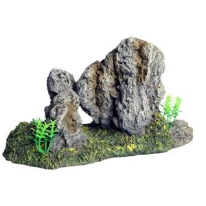 Aqua One Twin Rock With Plant Ornament (37876)