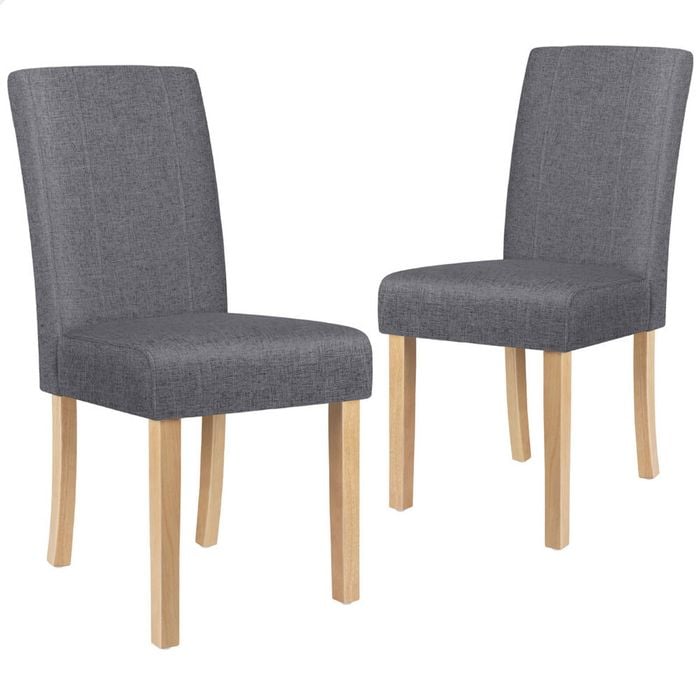 ALFORDSON Set of 2 Dining Chair Cafe Kitchen Lounge Padded High-Back Wood Fabric Grey
