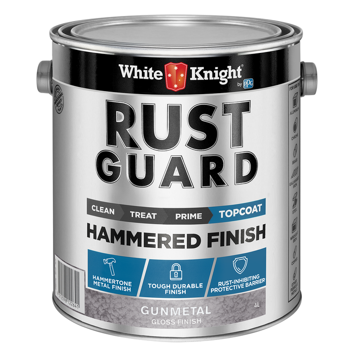 White Knight 4L Gunmetal Gloss Rust Guard Hammered Finished Paint - 4L