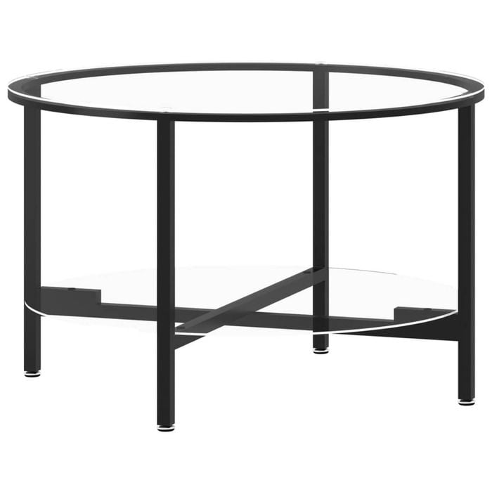 vidaXL Tea Table Black and Transparent Tempered Glass Sofa Coffee Centre Table