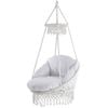 Vivere Deluxe Macrame Hanging Chair With Fringe - White