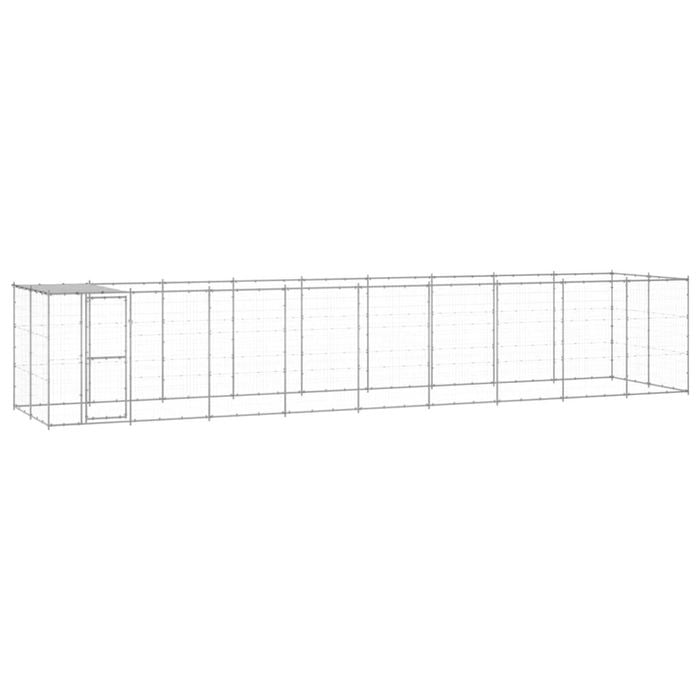 vidaXL Outdoor Dog Kennel Galvanised Steel with Roof Puppy Enclosure House