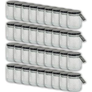 36PK Glass & Co Cleo Quilted Black Metal Lid Storage Jar 240ml Clear