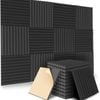 12packs Black Self-adhesive Acoustic Foam Sound Insulation Fire Resistant Wall Panels High-density