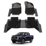 AUSGO Double-Layer Car Floor Mats for Toyota Hilux Auto Transmission Dual Cab 2015-2024 Liners Mat