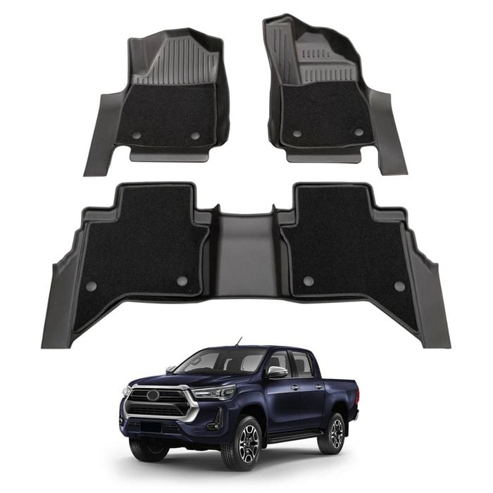 AUSGO Double-Layer Car Floor Mats for Toyota Hilux Auto Transmission Dual Cab 2015-Onwards Liners Mat