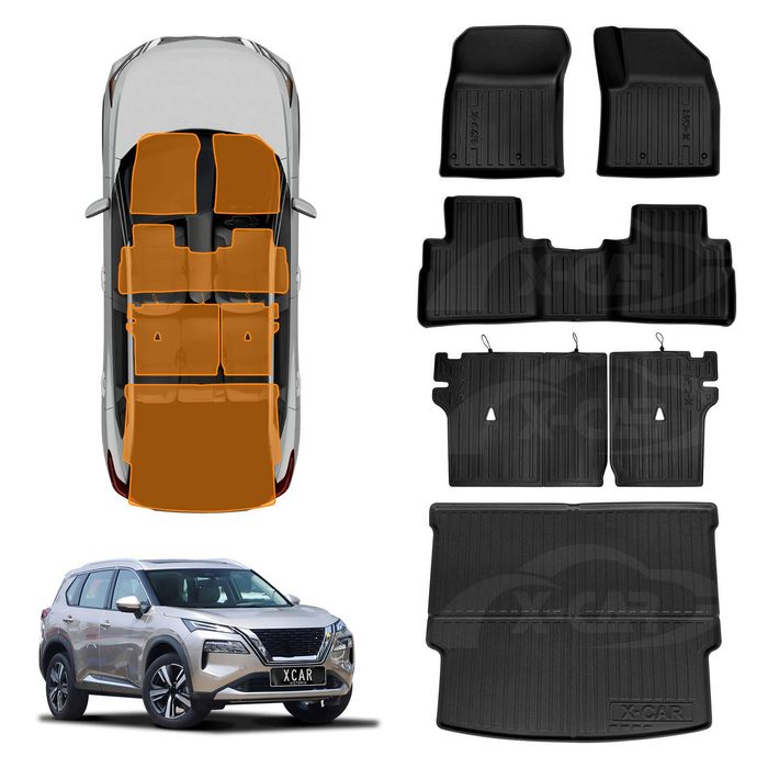 Floor Mat Boot Liner Set for Nissan X-trail 5 Seats 2022-Onwards No 2nd Row Cup Holder