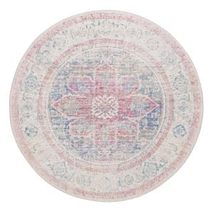 Loopsie-200cm X 200cm-seri Pink And Blue Medallion Washable Round Rug