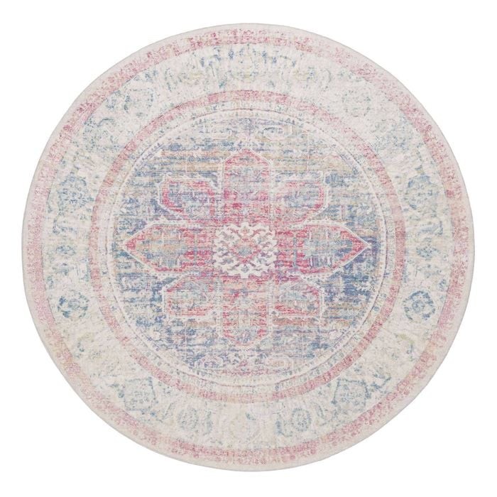 Loopsie-200cm X 200cm-seri Pink And Blue Medallion Washable Round Rug