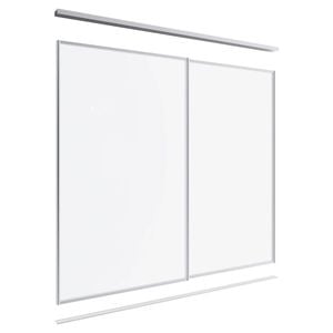 Lugna 2100 x 1801-2400mm Clear Anodised Optiglass Panels Wardrobe Double Sliding Doors