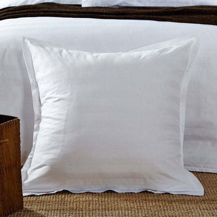 CottonMore A Pair of 500TC 100% cotton Striped European Pillow Cover 65x65+2cm White