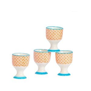 Nicola Spring Hand Printed Porcelain Egg Cups - Pack of 4