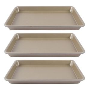 3PK Urban Kitchen Rose Gold Baking Tray Quality Kitchenware 32x22cm