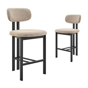 Hilda Dining Stools Pair (Set of Two) Beige & Black