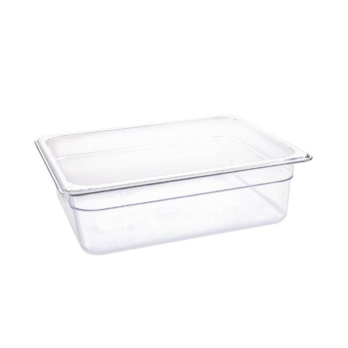 Vogue Polycarbonate Gastronorm Container Gn 1/2 Clear 100mm 6l Commercial Kitchen Food Storage