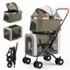 Advwin Foldable Dual-Layer Pet Stroller Multifunctional Pram with Detachable Carrier