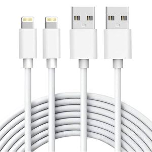 iWill 2 Pack 2m Long Data Transfer Charger Charging USB Cable Cord for Apple iPhone iPad iPod Bulk White TPE