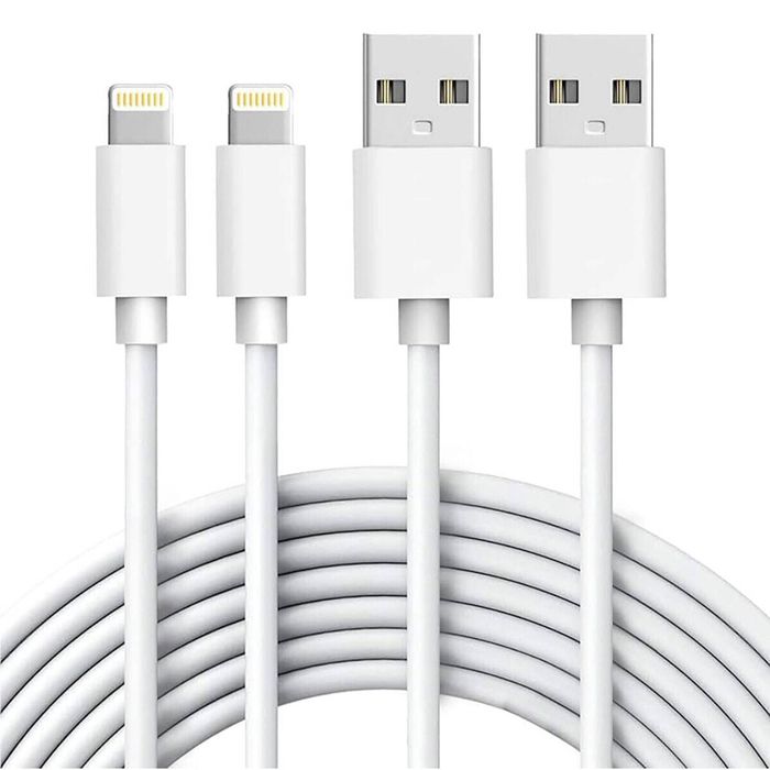 iWill 2 Pack 2m Long Data Transfer Charger Charging USB Cable Cord for Apple iPhone iPad iPod Bulk White TPE