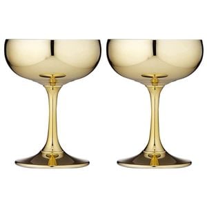 Tempa Aurora 2 Piece Coupe Glass Set 220ml   9.5X9.5X12.5cm   - Gold