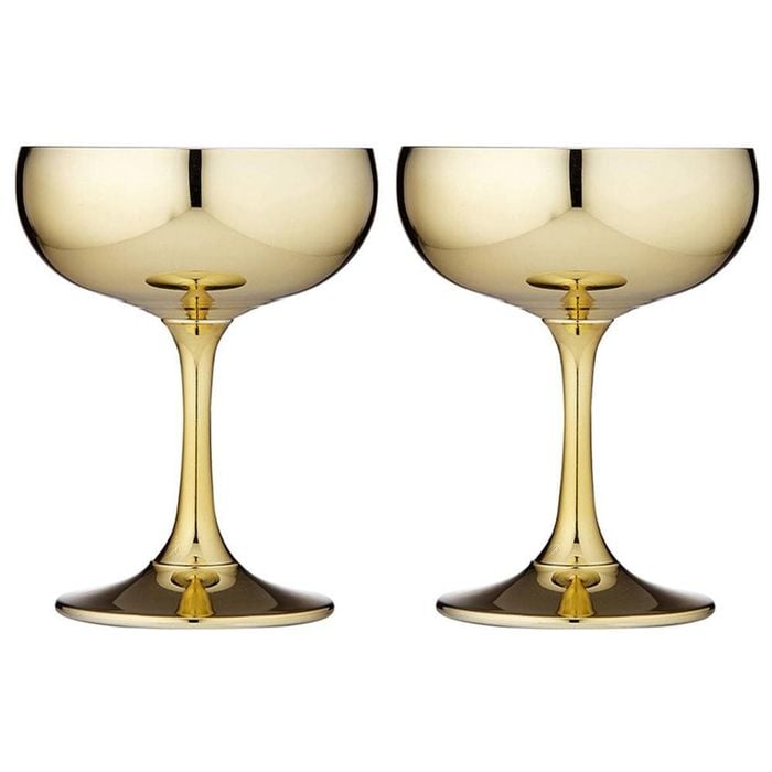 Tempa Aurora 2 Piece Coupe Glass Set 220ml   9.5X9.5X12.5cm   - Gold