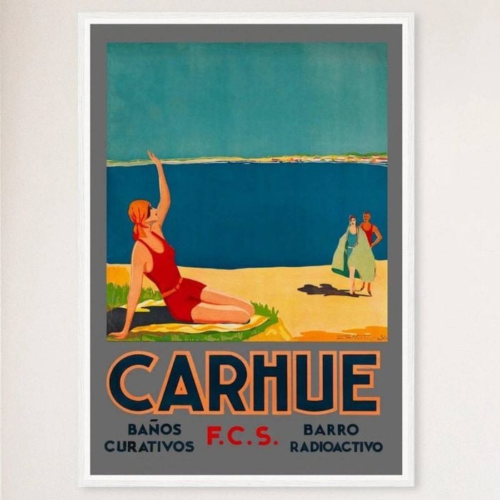 Galrie Carhué Argentina Vintage Travel Poster Stunning Seaside Town Art Print Home Décor, White Frame, A0 84 x 119cm (33x47inch)