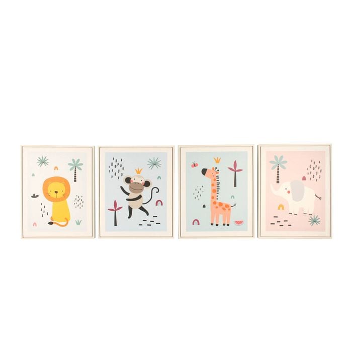 4pc Maine & Crawford Jordan 50cm Kids Room Animal Canvas w/ Frame Asst