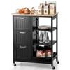 Costway Mobile Kitchen Island Trolley Serving Cart Black