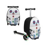Costway Kids Scooter Suitcase Ride On Hardcase w/LED Wheels&Handle Toddler Luggage Gifts White