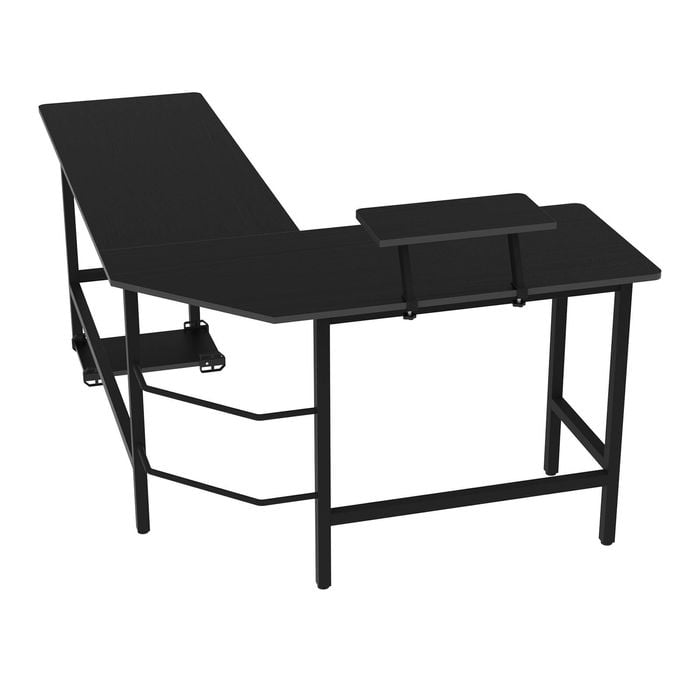 Ufurniture L Shaped Computer Desk with Monitor Stand Black