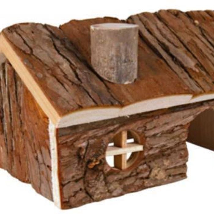 Yes4pets Natural Wooden Hamster Wooden House Small Pet Hideout With Chimney