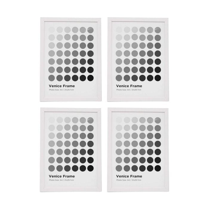 4PK Braz A4 Venice Image Photo Document Display Frame 29.7x21cm White
