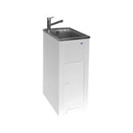Milena 35L Stainless Steel Skinny Mini Laundry Trough And Poly Cabinet RH Door