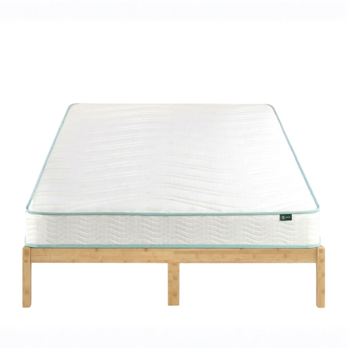 Zinus Queen Package Set – Bamboo Wood Bed Base & Essential Bonnell Inner Spring Mattress Set