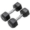 METEOR 7kg Pair Rubber Hex Dumbbells