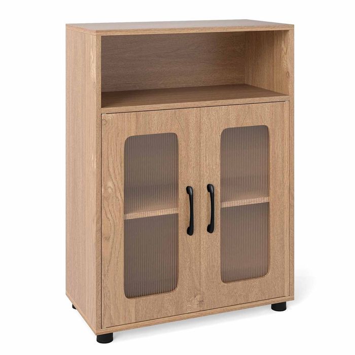 Costway Kitchen Storage Cabinet Cupboard Sideboard Shelf Organizer Natural